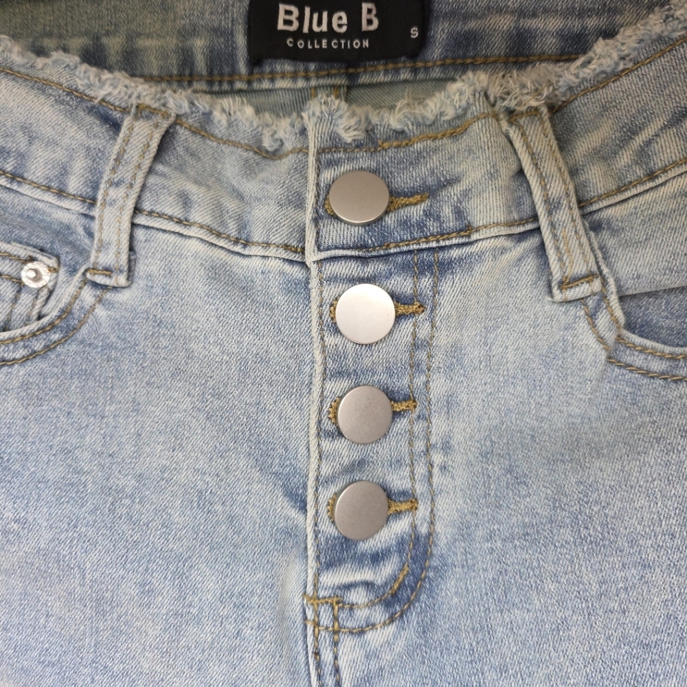 NWT Blue B Collection Rhinestone Fringe Denim Jeans Sz S Cropped High Rise - Picture 4 of 11